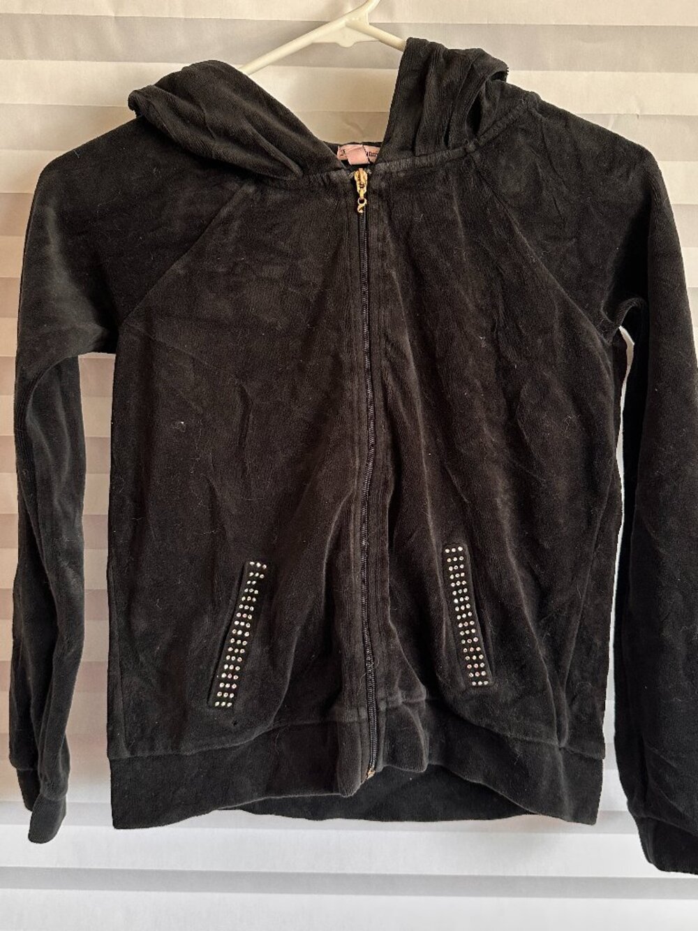 Juicy Couture Black Full Zip Up Hoodie Sweatshirt Size Medium